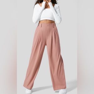 NWT HALARA High Waisted Plicated Side Pocket Wide Leg Waffle Work Pants